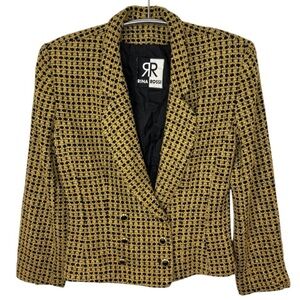 VINTAGE Rina Rossi Women's Black and Gold Tweed Blazer